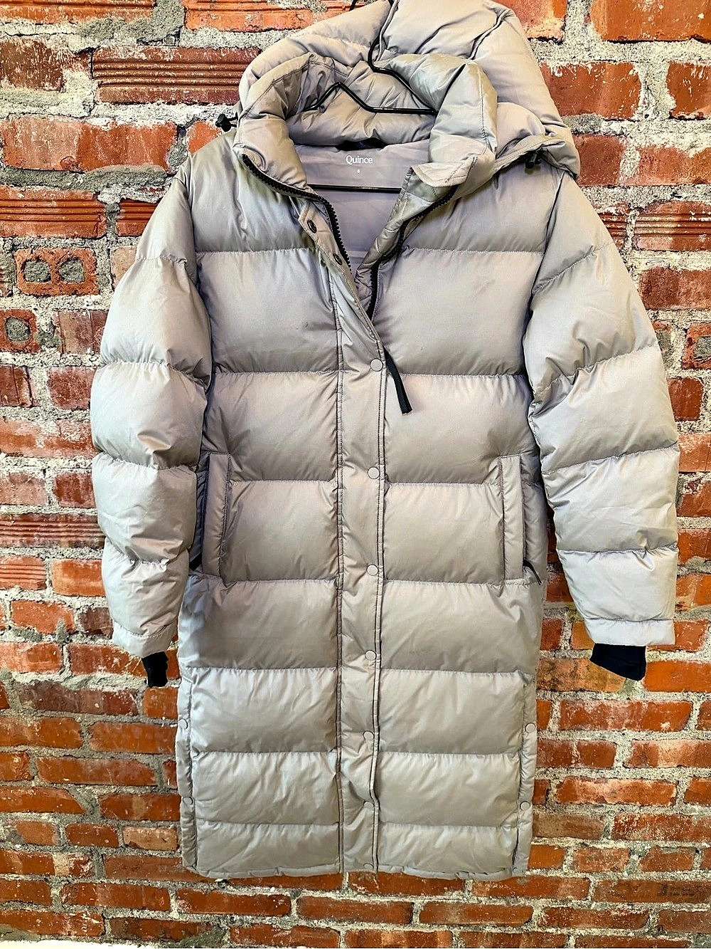Quince Responsible Down Long Puffer Jacket Gray Small